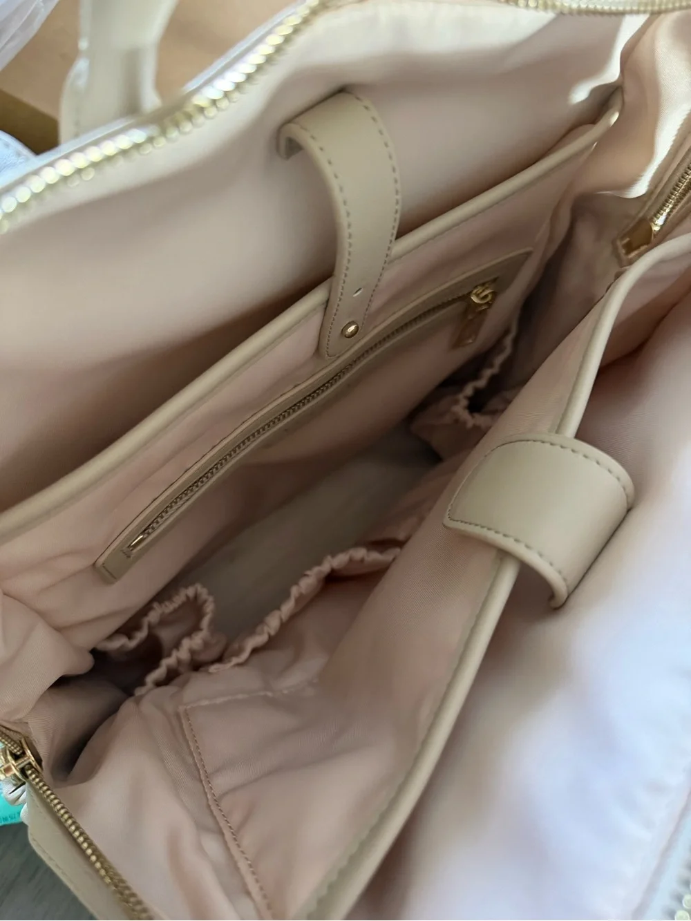 Yuu Cream Leatherette Baby Backpack with Front Zip Pocket